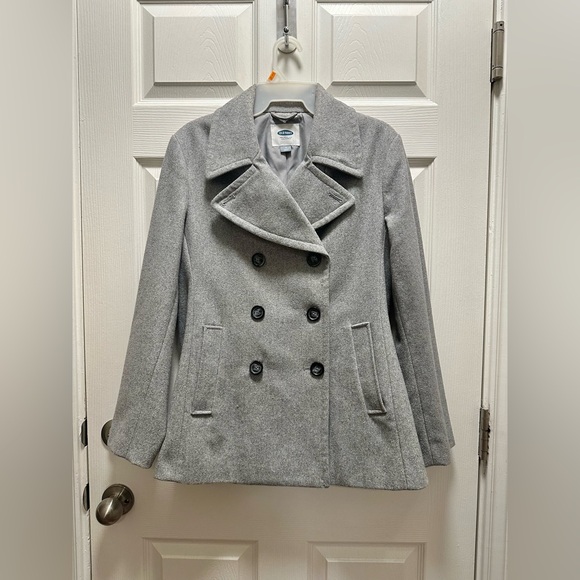 Women’s Old Navy Double-Breasted Wool-Blend Peacoat | size M | color Light Gray - Picture 1 of 7